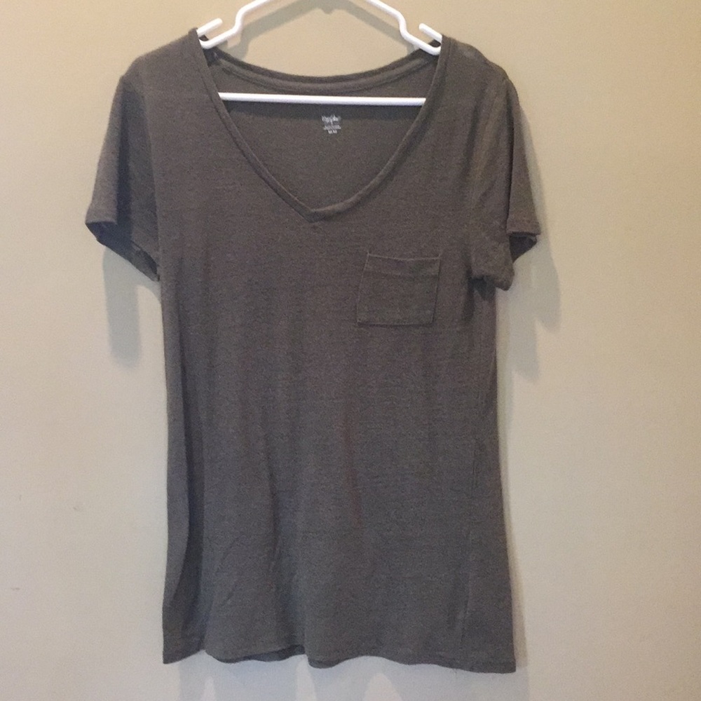 Army green v neck top